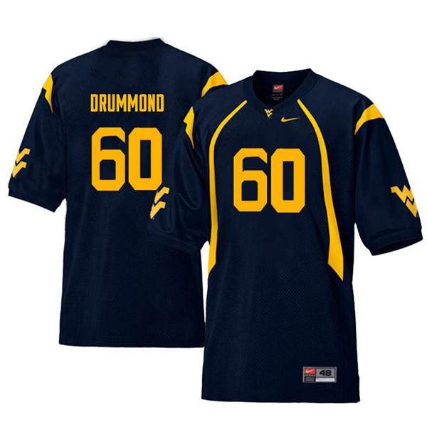 Men #60 Noah Drummond West Virginia Mountaineers Throwback College Football Jerseys Sale-Navy